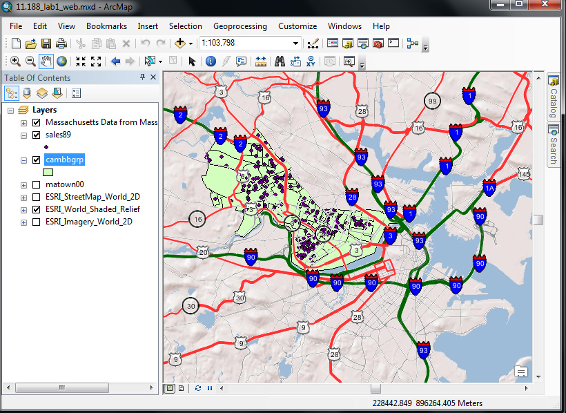 lab1 arcmap screenshot with web services