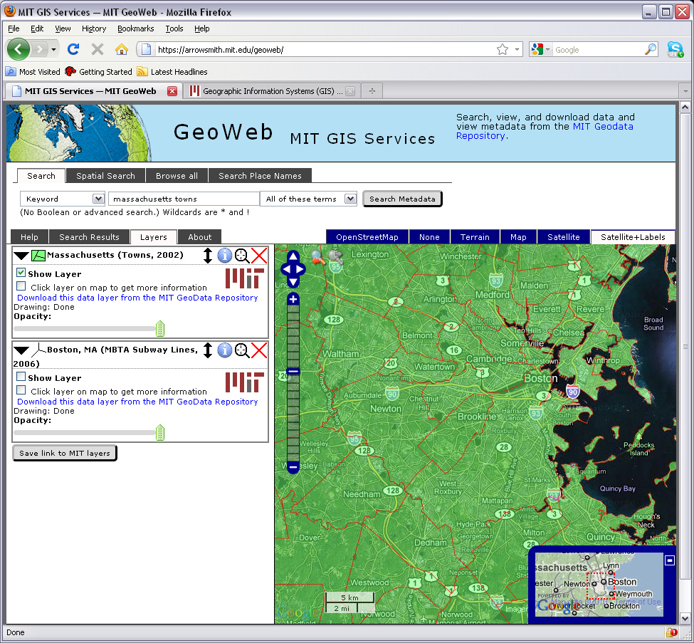 GeoWeb with Mass Town layer added
