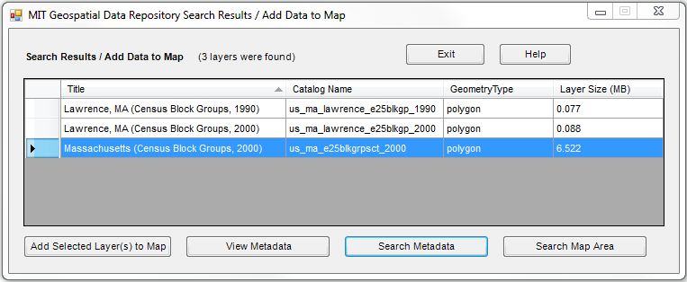 geodata search result