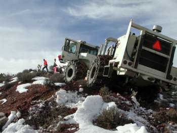 Vibroseis Truck during exploration mission in Utah