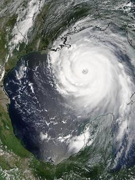 Satellite picture of Katrina off of the coast of Louisiana