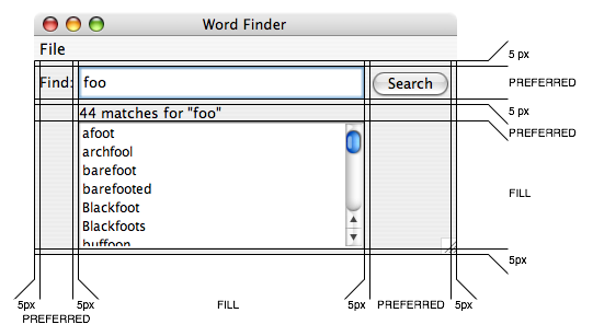 Word Finder Table Layout