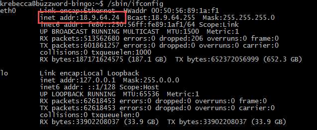 IP address from terminal