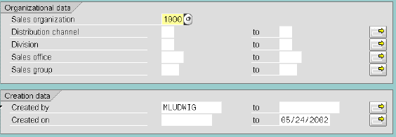 Release Orders for Billing: initial 
  screen