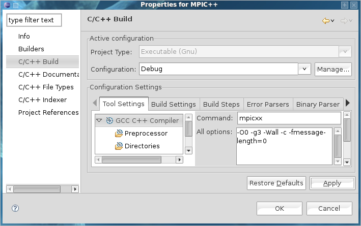 Properties for MPIC++