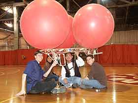 students with blimp