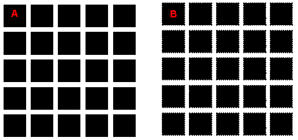 hermann grid illusion - alignment and edge variations