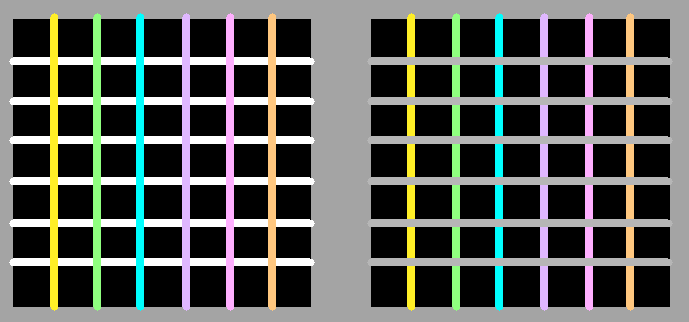 hermann grid illusion - line color, smudge color