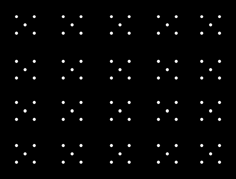 array of clustered white dots