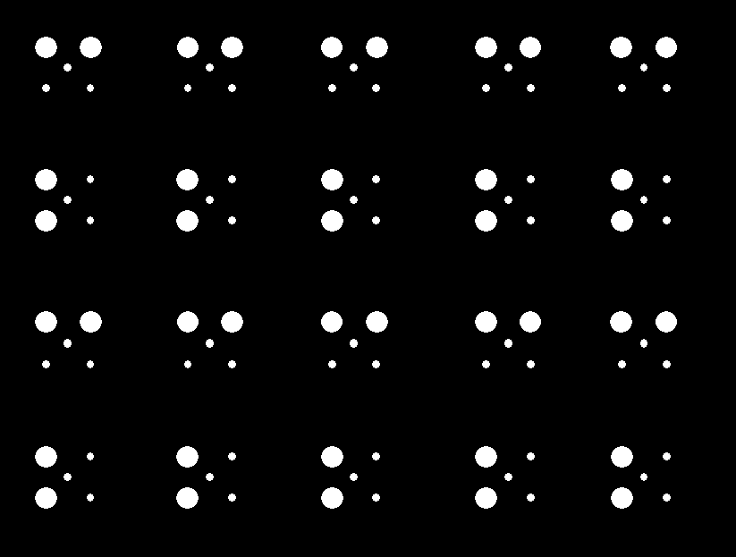 array of clustered dots of two sizes