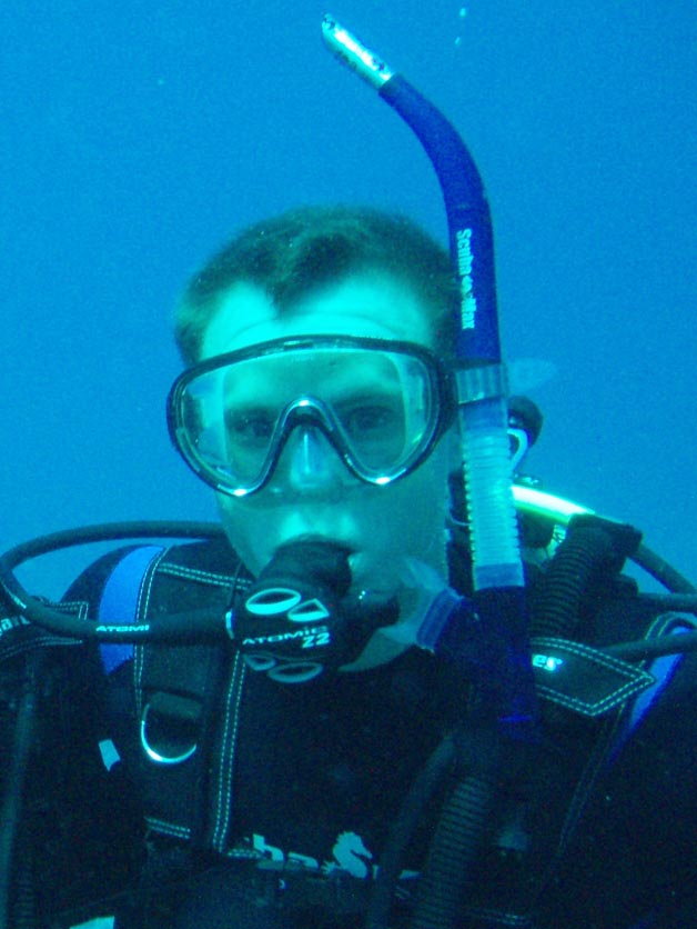 Portrait of Prof. Olsen while SCUBA diving.