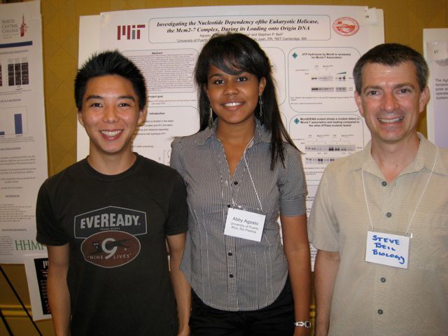 Grad student Thomas Takara, Abby, and Prof. Steve Bell