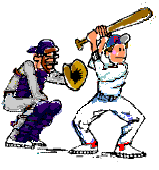 Cartoon: Red Sox batter at home plate with A's catcher.