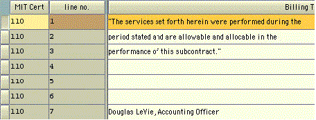Certification msg 110 with blank lines