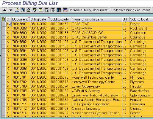 List of billing requests