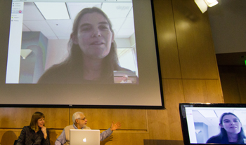 Daphne Koller joined the forum remotely from her Stanford office.