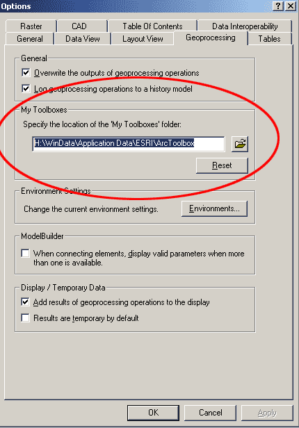 Geoprocessing Options Dialog Box