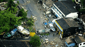 Destruction caused by a tsunami