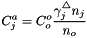 \[ C_j^a = C^o_o \frac{\gamma_j^\triangle n_j}{n_o} \]