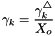 \[ \gamma_k = \frac{\gamma_k^\triangle}{X_o} \]