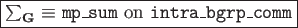 \framebox{$\sum_{\bf G} \equiv$\ {\tt mp\_sum} on {\tt intra\_bgrp\_comm}}