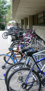 Bikes parked outside the Stratton Student Center
