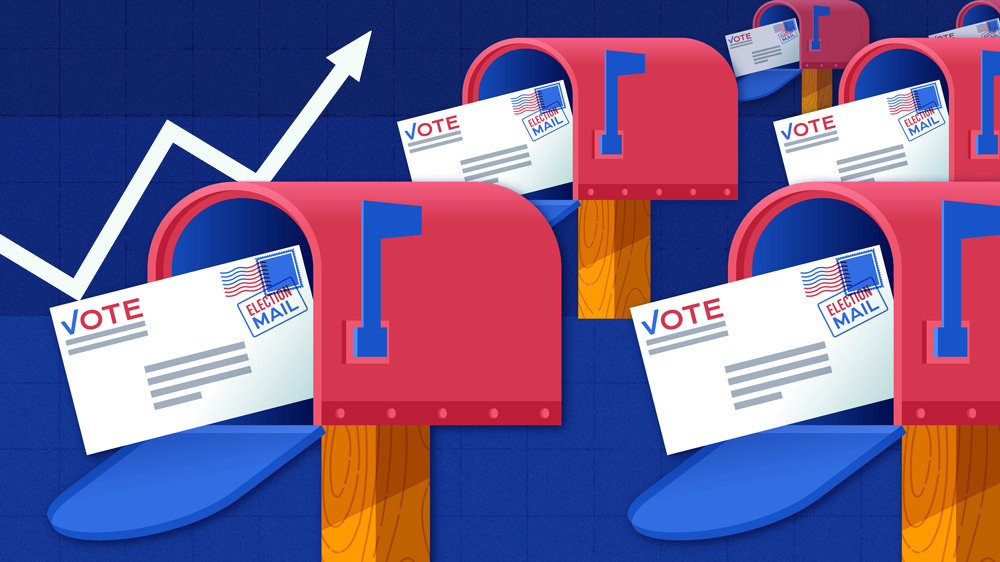 illustration of mailboxes with ballots inside