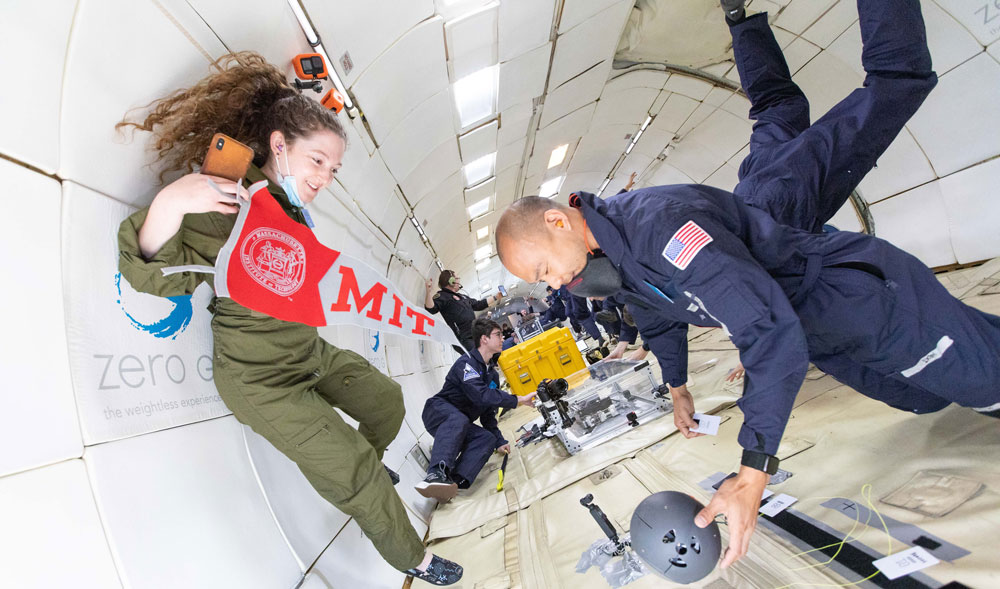MIT students conducting experiments in zero gravity 