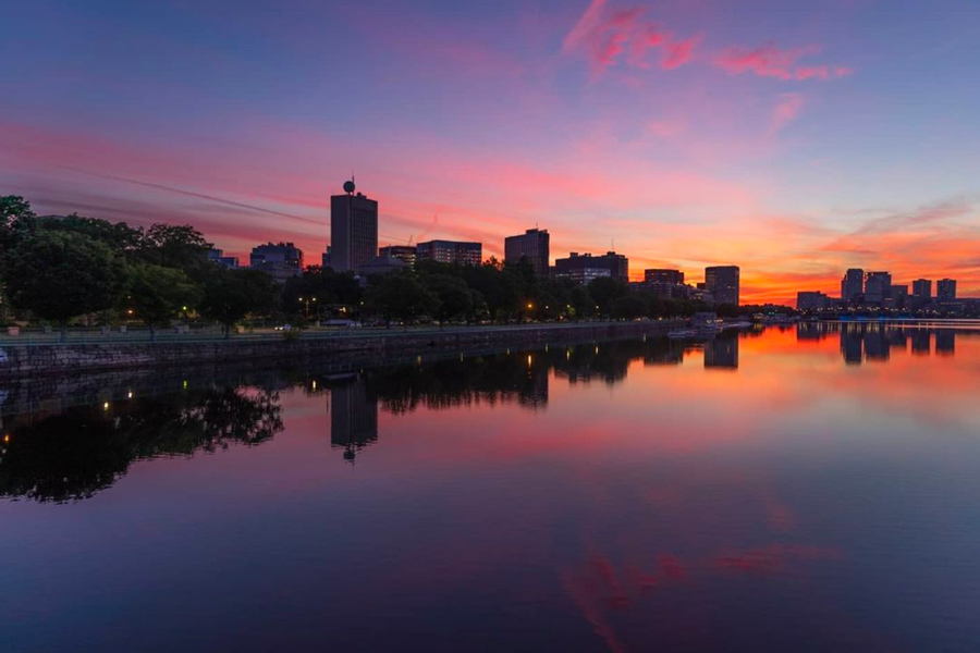 Sunrise over the Charles and the MIT campus