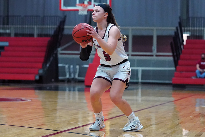 Christina Antonakakis prepares to shoot a basketball