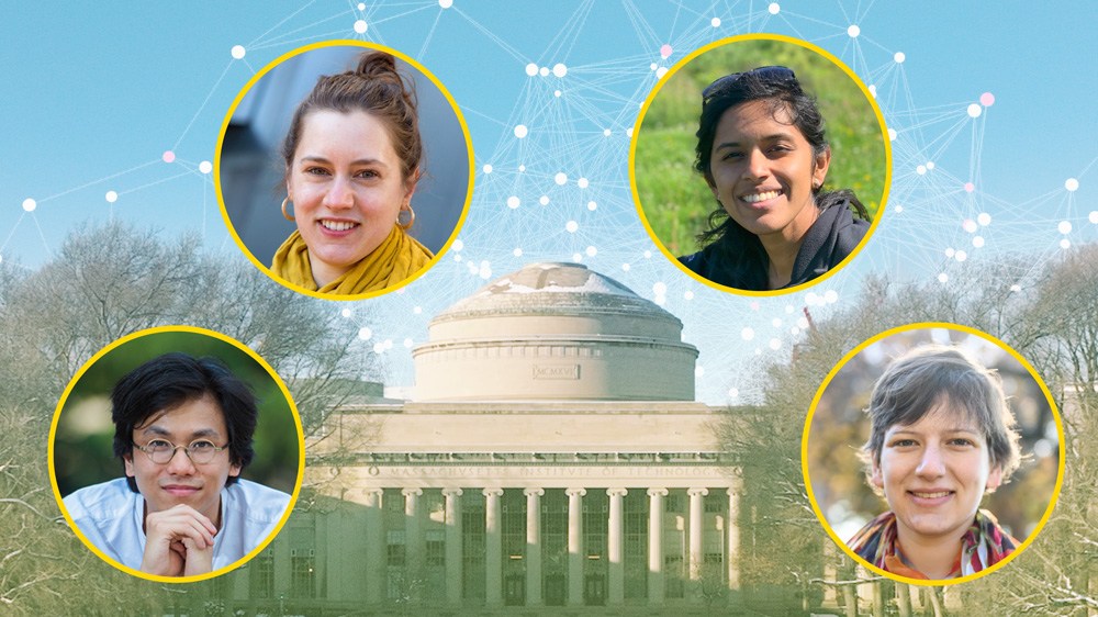Photo collage shows Great Dome and 4 student portraits in circles