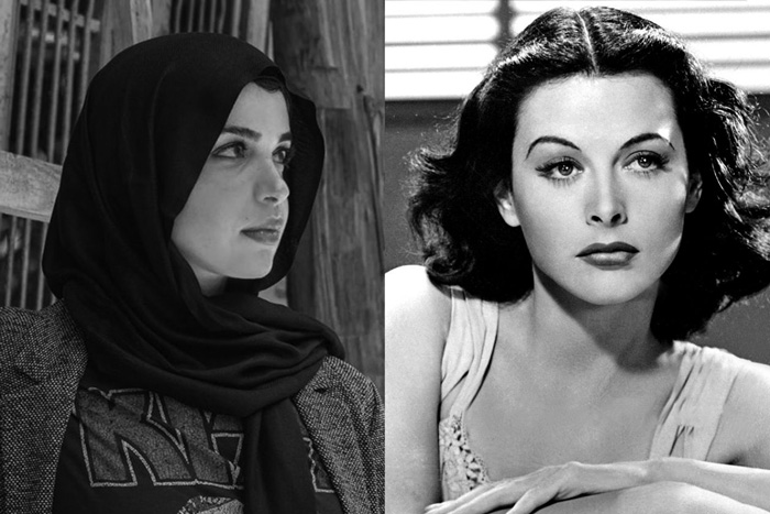 Left: Norhan Bayomi portrait. Right: Publicity photo of Hedy Lamarr for film Comrade X 