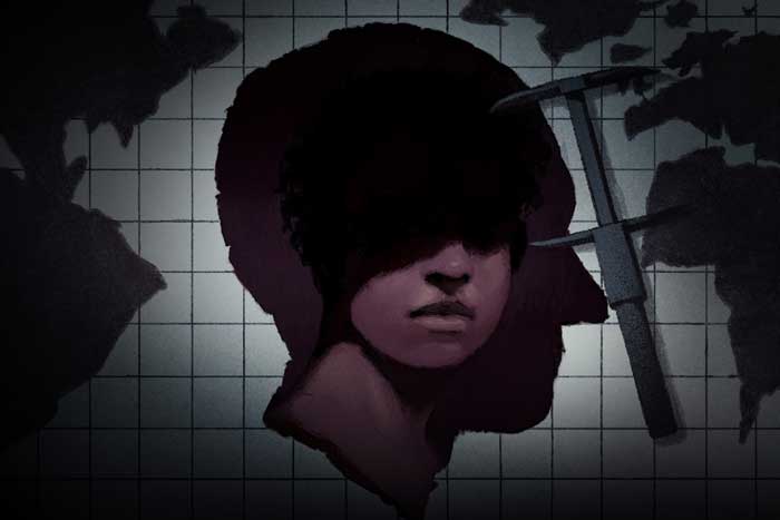Illustration shows a face inside another face, hidden in shadows