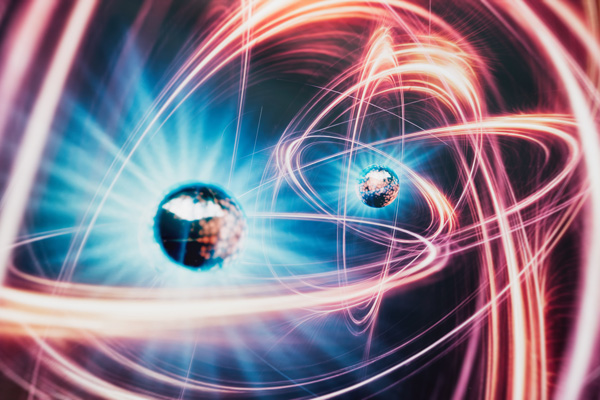 conceptual image of fast moving electrons