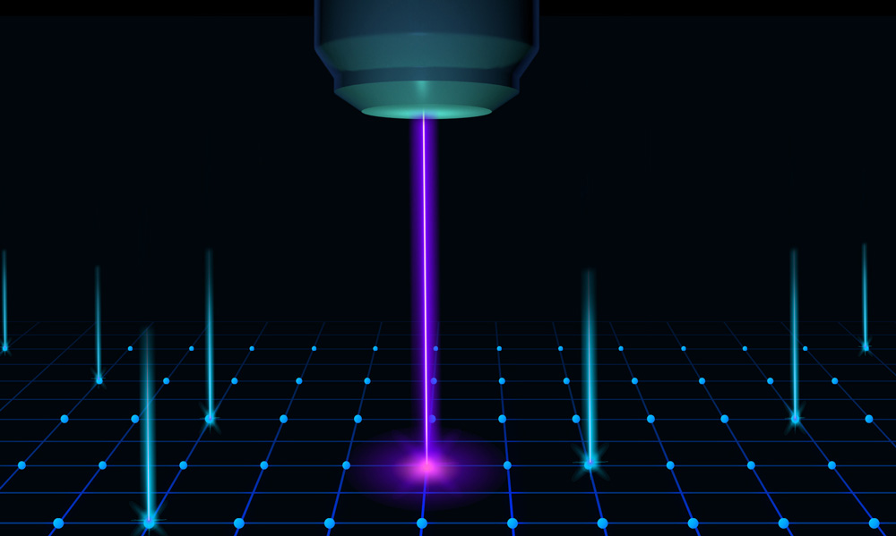 purple laser in a grid-imaging technique