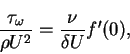 \begin{displaymath}\frac{\tau_{\omega}}{\rho U^{2}} = \frac{\nu}{\delta U}f'(0),
\end{displaymath}