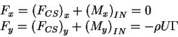 \begin{displaymath}\begin{array}{l}
F_x = \left( {F_{CS} } \right)_x + \left( ...
...left( {M_y } \right)_{IN} = - \rho
U\Gamma \\
\end{array}
\end{displaymath}