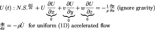 \begin{displaymath}\begin{array}{l}
U\left( t \right):N.S.^\frac{\partial U}{\...
...mbox{ \ for uniform (1D) accelerated flow } \\
\end{array}
\end{displaymath}