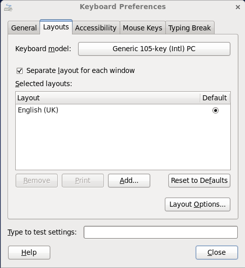 Linux keyboard layout configuration