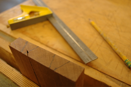 Hardwood marked for dovetail joint