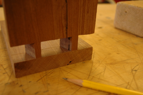 Tracing dovetail outline onto second piece