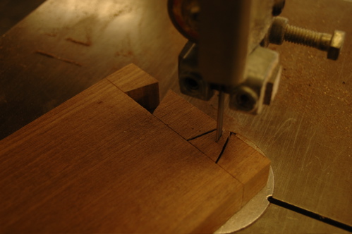 Bandsawing the dovetail holes