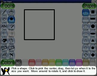 (For example: 'Pick a shape. Click to pick the center, drag, then
      let go when it is the size you want.  Move around to rotate it, and
      click to draw it.)