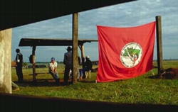 [Guarding the gates at an MST settlement in Parana, Brazil]