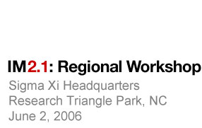 IM2.1 Regional Workshop at Sigma Xi Headquarters in Research Triangle Park, NC. June 2, 2006