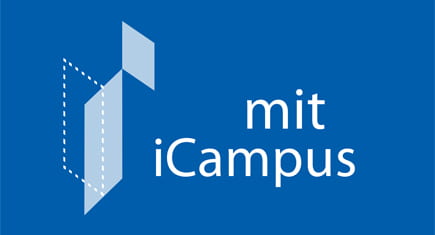 MIT iCampus Logo white text on blue background