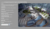 The garden inside the cell-shaped building designed by Sloan Kulper (S.B. 2003) and Audrey Roy (S.B. 2005) would include such biologically inspired features as pools in the shape of endosomes, left, and mitochondria.
