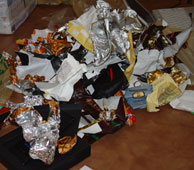 a tummyache inducing pile of wrappers