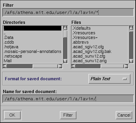 Mosaic 'Save As' Dialog Box