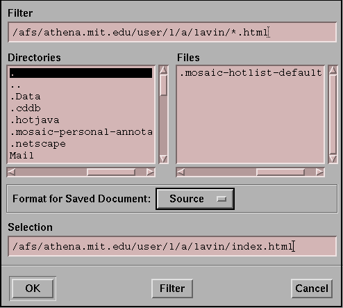Netscape 'Save As' Dialog Box